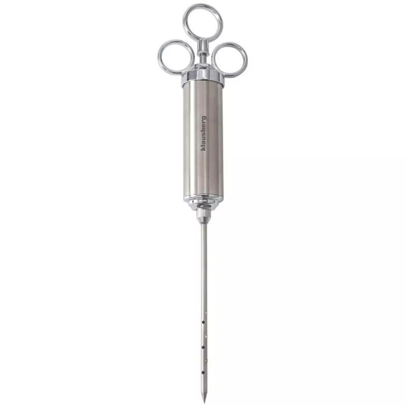 Seringă pentru marinat carne Klausberg KB 7842, 60 ml, 3 ace, oțel inoxidabil, fără BPA, argintiu