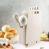 Set cuțite și ustensile Klausberg KB 7935, Placă și suport, 12 piese, Bej