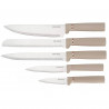 Set cuțite și ustensile Klausberg KB 7935, Placă și suport, 12 piese, Bej