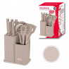 Set cuțite și ustensile Klausberg KB 7935, Placă și suport, 12 piese, Bej