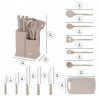 Set cuțite și ustensile Klausberg KB 7935, Placă și suport, 12 piese, Bej