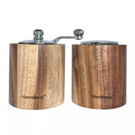 Klausberg KB 7859 Set moară de piper și sare, Mecanism ceramic, lemn de salcâm, maro