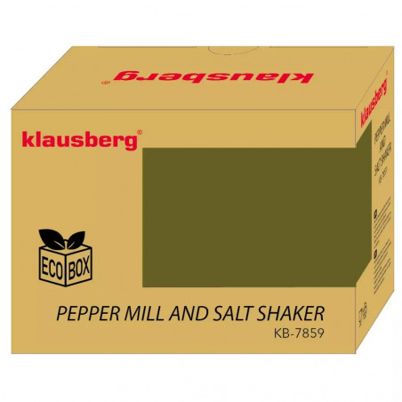 Klausberg KB 7859 Set moară de piper și sare, Mecanism ceramic, lemn de salcâm, maro