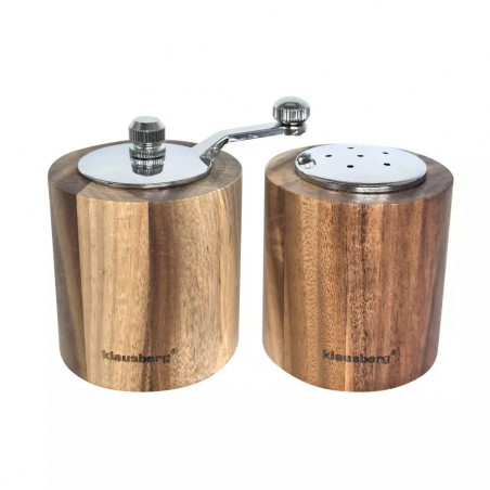 Klausberg KB 7859 Set moară de piper și sare, Mecanism ceramic, lemn de salcâm, maro