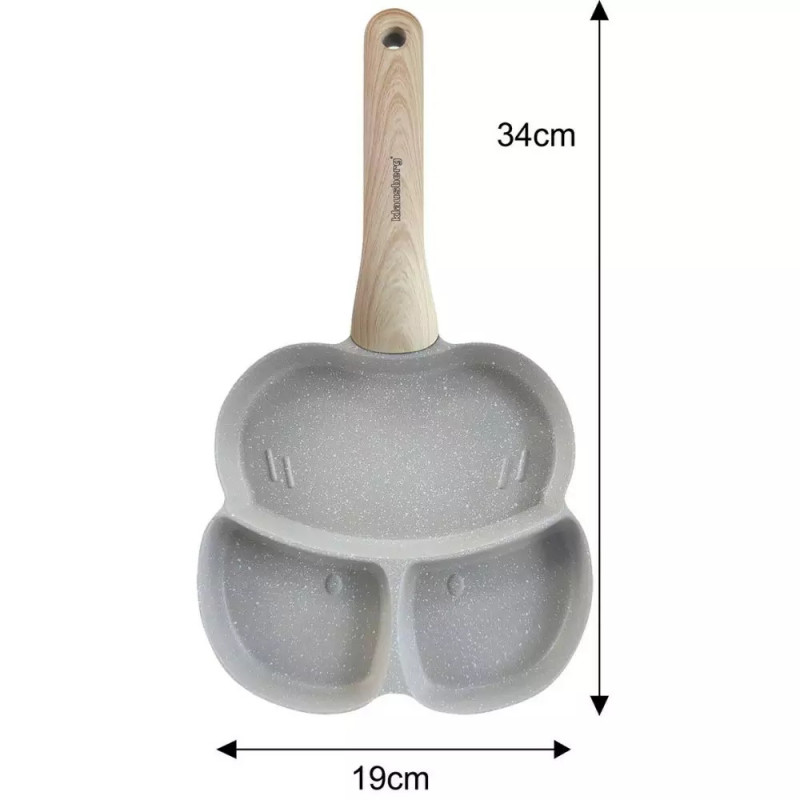 Klausberg KB 7824 Tigaie cu 3 compartimente, 19 cm, finisaj marmură, inducție, gri