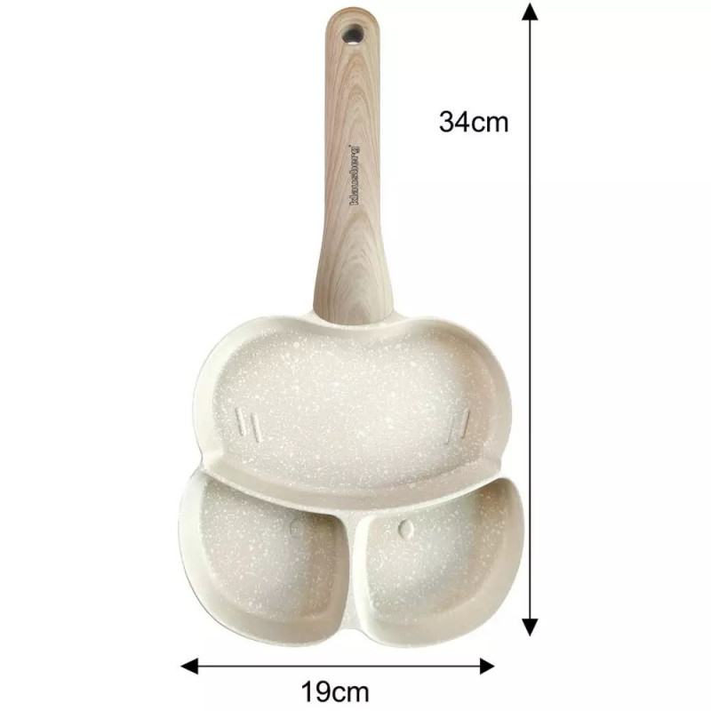 Klausberg KB 7825 Tigaie cu 3 compartimente, 19 cm, finisaj marmură, inducție, bej