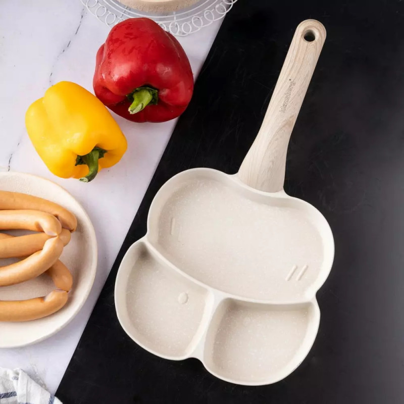 Klausberg KB 7825 Tigaie cu 3 compartimente, 19 cm, finisaj marmură, inducție, bej