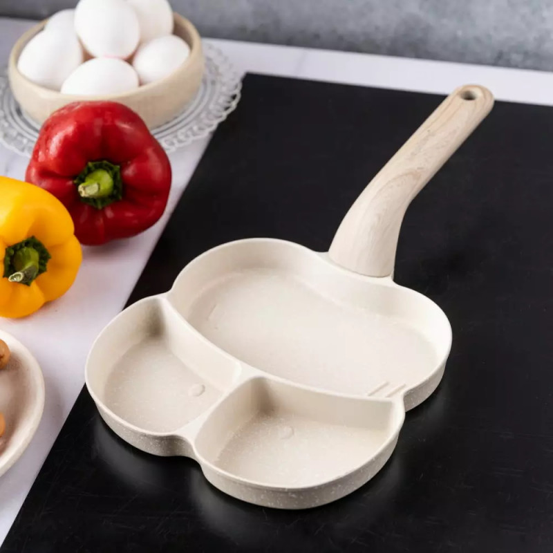 Klausberg KB 7825 Tigaie cu 3 compartimente, 19 cm, finisaj marmură, inducție, bej