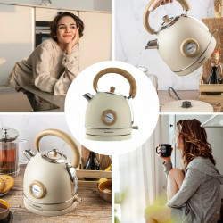 Fierbător electric cu termometru Klausberg KB 7906, 2200W, 1.8 l, Indicator nivel apă, Protecție supraîncălzire, Crem