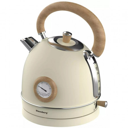 Fierbător electric cu termometru Klausberg KB 7906, 2200W, 1.8 l, Indicator nivel apă, Protecție supraîncălzire, Crem