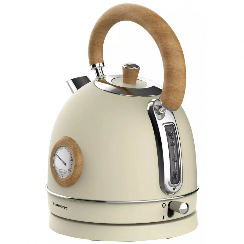 Fierbător electric cu termometru Klausberg KB 7906, 2200W, 1.8 l, Indicator nivel apă, Protecție supraîncălzire, Crem