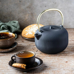 Infuzor Kinghoff KH 1931, 1 l, gura de scurgere profilată, fontă, interior emailat, negru