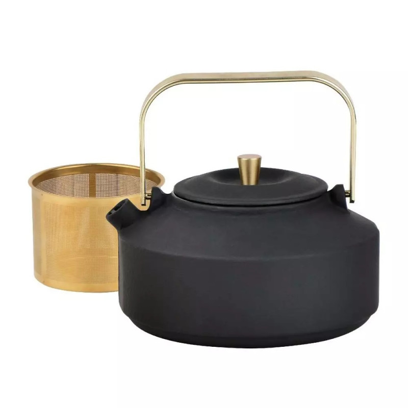 Infuzor Kinghoff KH 1935, 1 l, gura de scurgere profilată, fontă, interior emailat, negru