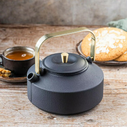 Infuzor Kinghoff KH 1935, 1 l, gura de scurgere profilată, fontă, interior emailat, negru