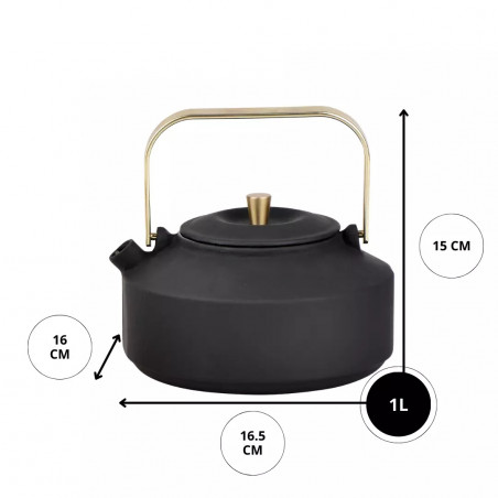 Infuzor Kinghoff KH 1935, 1 l, gura de scurgere profilată, fontă, interior emailat, negru