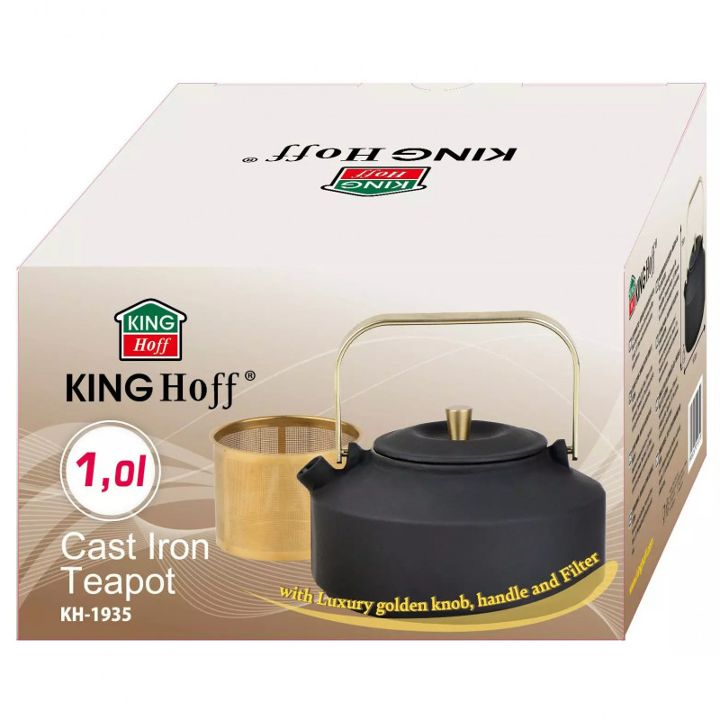 Infuzor Kinghoff KH 1935, 1 l, gura de scurgere profilată, fontă, interior emailat, negru