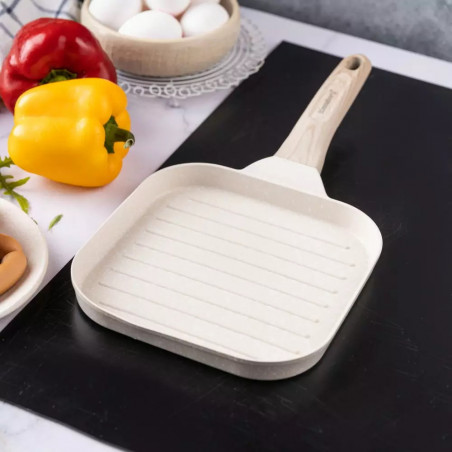 Klausberg Tigaie pentru grătar KB 7812, 18.5 cm, finisaj marmură, mâner Cool Touch, inducție, bej