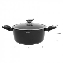 Set de oale și tigăi Klausberg KB 7322, 15 bucăți, Termocuplu, Orificiu de turnare, Inducție, Negru