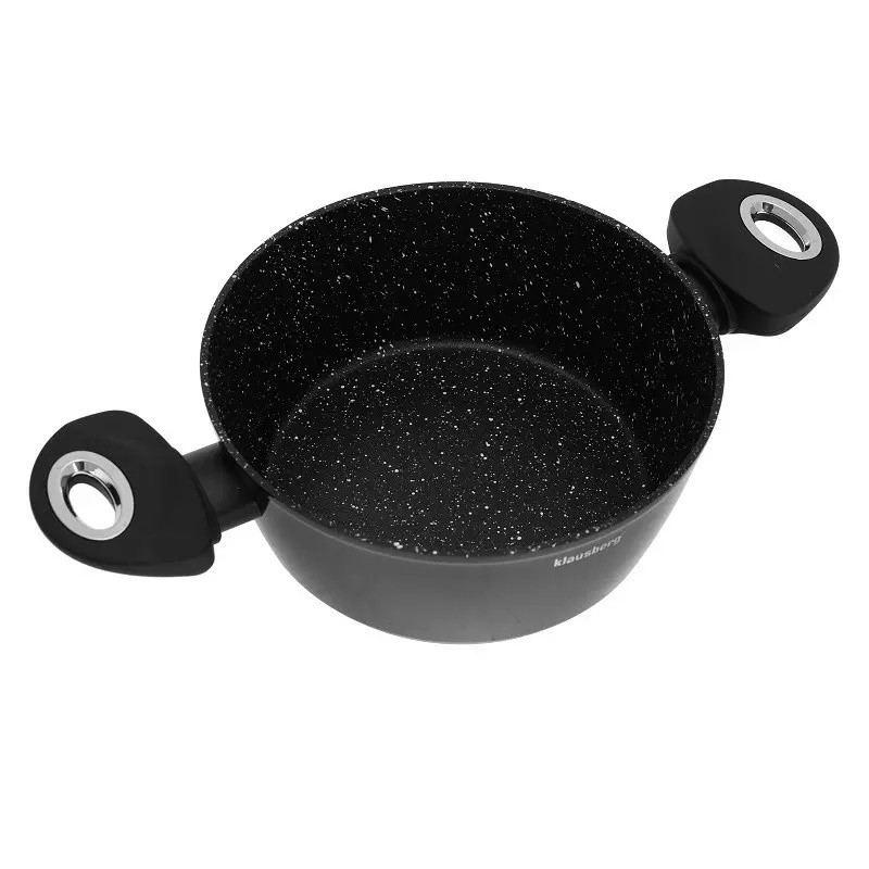 Set de oale și tigăi Klausberg KB 7322, 15 bucăți, Termocuplu, Orificiu de turnare, Inducție, Negru