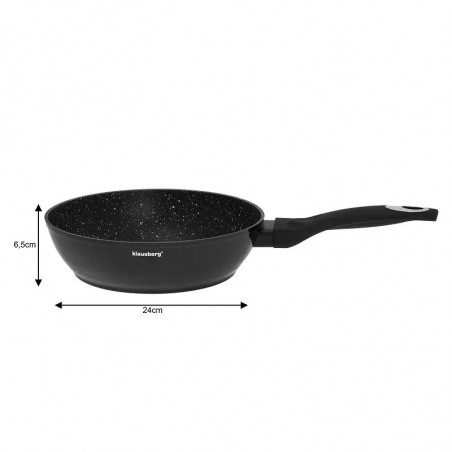 Set de oale și tigăi Klausberg KB 7322, 15 bucăți, Termocuplu, Orificiu de turnare, Inducție, Negru