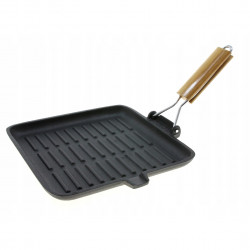 Kinghoff Grill Pan KH 1107, 26 cm, Fontă, Mâner pliabil, Inducție, Negru