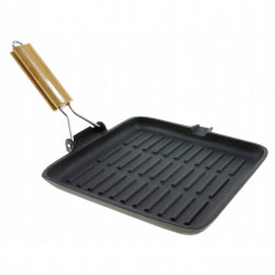 Kinghoff Grill Pan KH 1107, 26 cm, Fontă, Mâner pliabil, Inducție, Negru