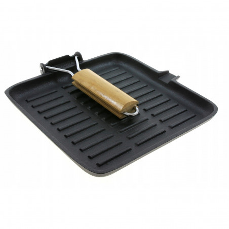 Kinghoff Grill Pan KH 1107, 26 cm, Fontă, Mâner pliabil, Inducție, Negru