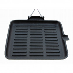 Kinghoff Grill Pan KH 1107, 26 cm, Fontă, Mâner pliabil, Inducție, Negru