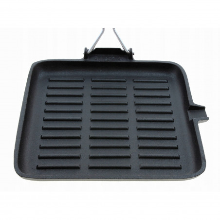 Kinghoff Grill Pan KH 1107, 26 cm, Fontă, Mâner pliabil, Inducție, Negru