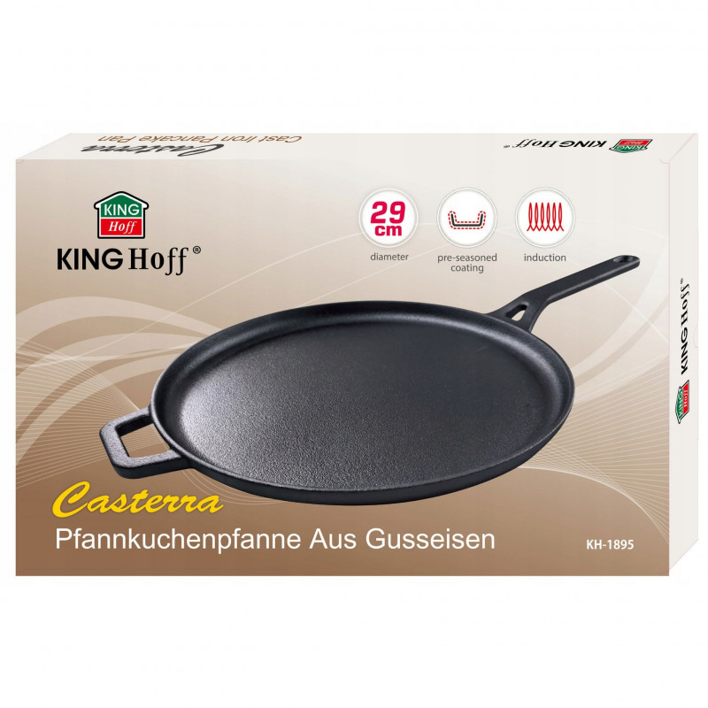Plită pentru clătite Kinghoff KH 1895, 29 cm, Fontă, Suprafață neaderentă, Inducție, Negru