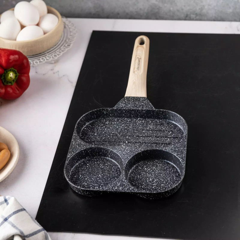 Klausberg KB 7816, 36 cm, Acoperire neaderentă din marmură, Mâner din lemn, Inducție, Negru