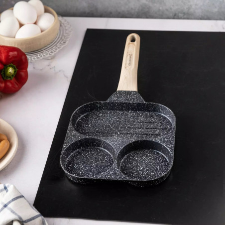 Klausberg KB 7816, 36 cm, Acoperire neaderentă din marmură, Mâner din lemn, Inducție, Negru