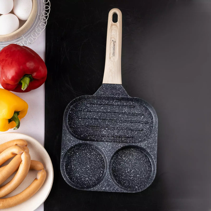 Klausberg KB 7816, 36 cm, Acoperire neaderentă din marmură, Mâner din lemn, Inducție, Negru