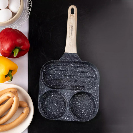 Klausberg KB 7816, 36 cm, Acoperire neaderentă din marmură, Mâner din lemn, Inducție, Negru