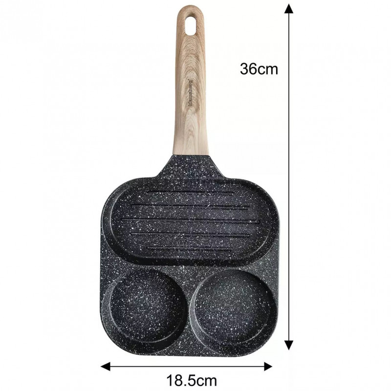 Klausberg KB 7816, 36 cm, Acoperire neaderentă din marmură, Mâner din lemn, Inducție, Negru