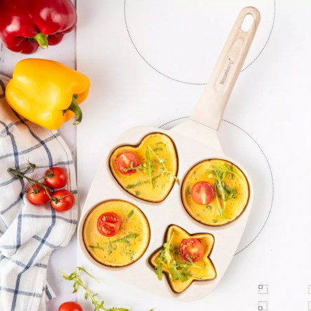 Klausberg KB 7809 tigaie cu patru compartimente, 19cm, Acoperire din marmură, Diverse forme, Inducție, Bej