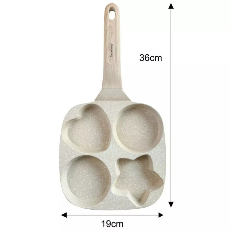 Klausberg KB 7809 tigaie cu patru compartimente, 19cm, Acoperire din marmură, Diverse forme, Inducție, Bej
