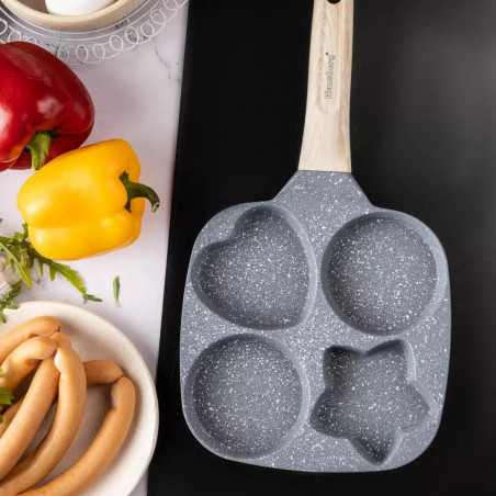 Klausberg KB 7808 Tigaie cu 4 compartimente, 19cm, Acoperire din marmură, Diverse forme, Inducție, Gri