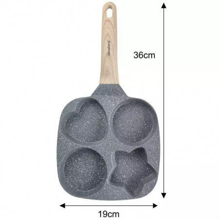 Klausberg KB 7808 Tigaie cu 4 compartimente, 19cm, Acoperire din marmură, Diverse forme, Inducție, Gri