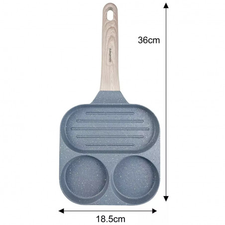 Klausberg KB 7817 Tigaie cu 3 compartimente, 18,5 cm, finisaj marmură, inducție, gri