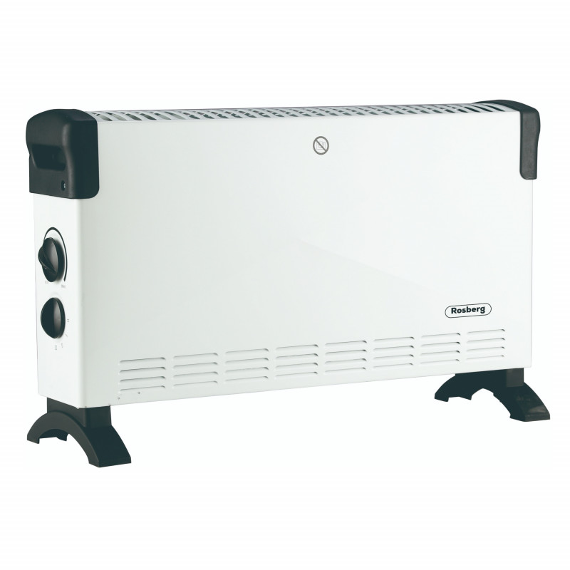 Convertor pardoseala Rosberg R51974F, 2000W, 3 trepte, Auto oprire, Protectie la supraincalzire, Termostat, Alb