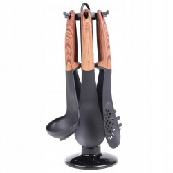 Set de aparate de bucătărie cu livrare Royalty Line RL-U03, 7 piese, polipropilenă, până la 210C, fără PFOA, negru