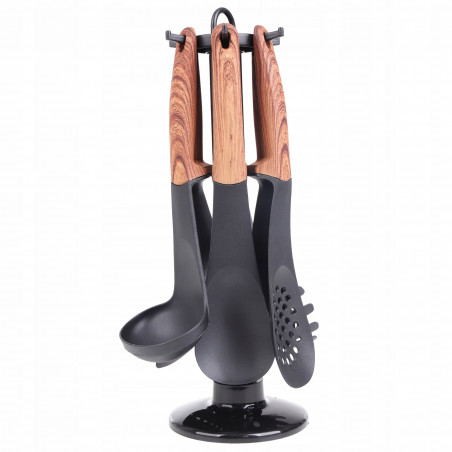 Set de aparate de bucătărie cu livrare Royalty Line RL-U03, 7 piese, polipropilenă, până la 210C, fără PFOA, negru