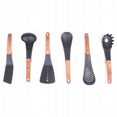 Set de aparate de bucătărie cu livrare Royalty Line RL-U03, 7 piese, polipropilenă, până la 210C, fără PFOA, negru