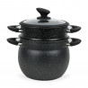 Cuptor cu aburi Royalty Line RL-CP6LM, 20 cm, 6 litri, 3 bucăți, Finisaj marmură, Inducție, Negru