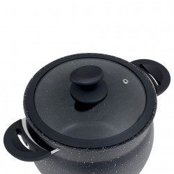 Cuptor cu aburi Royalty Line RL-CP6LM, 20 cm, 6 litri, 3 bucăți, Finisaj marmură, Inducție, Negru