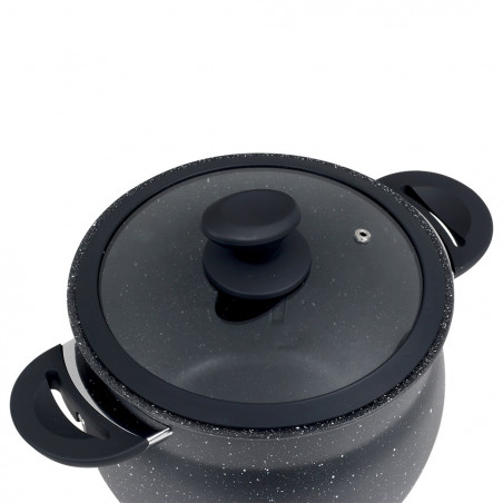 Cuptor cu aburi Royalty Line RL-CP6LM, 20 cm, 6 litri, 3 bucăți, Finisaj marmură, Inducție, Negru