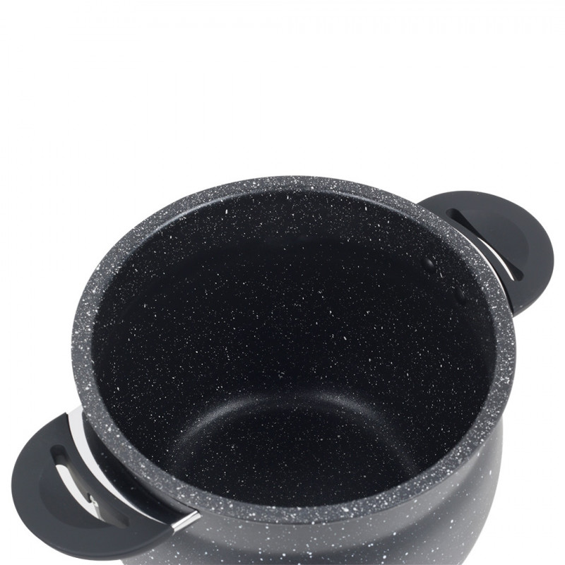 Cuptor cu aburi Royalty Line RL-CP6LM, 20 cm, 6 litri, 3 bucăți, Finisaj marmură, Inducție, Negru