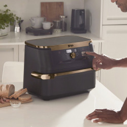 Frigider dublu cu aer cald Ninja AF500EUDBCP, 10,4 l, 7 programe, cronometru, zone independente, negru / cupru