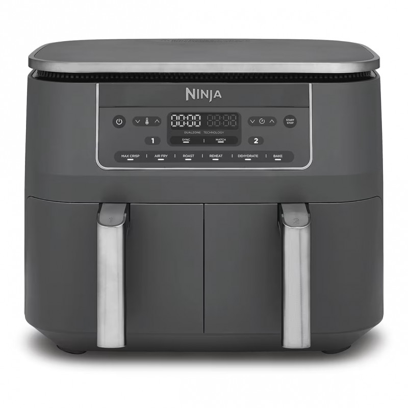 Friteuza dubla cu aer cald Ninja DZ300EU, 7,6 L, 6 programe, Timer, Zone independente, Gri